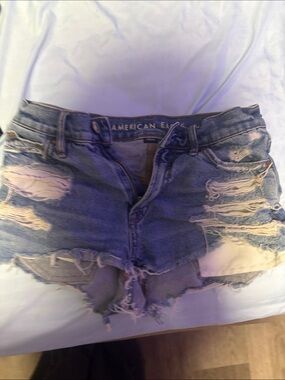American Eagle Outfitters Distressed Blue Denim Cutoff Shorts
